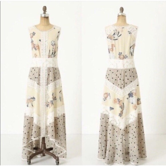 Anthropologie Leifnotes Field Biology Maxi Dress Small High Low Hem Sleeveless - Picture 1 of 12